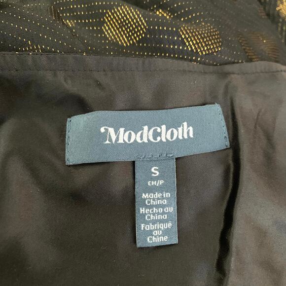 NEW Modcloth Golden Record Party Wrap Dress Black - Picture 11 of 14